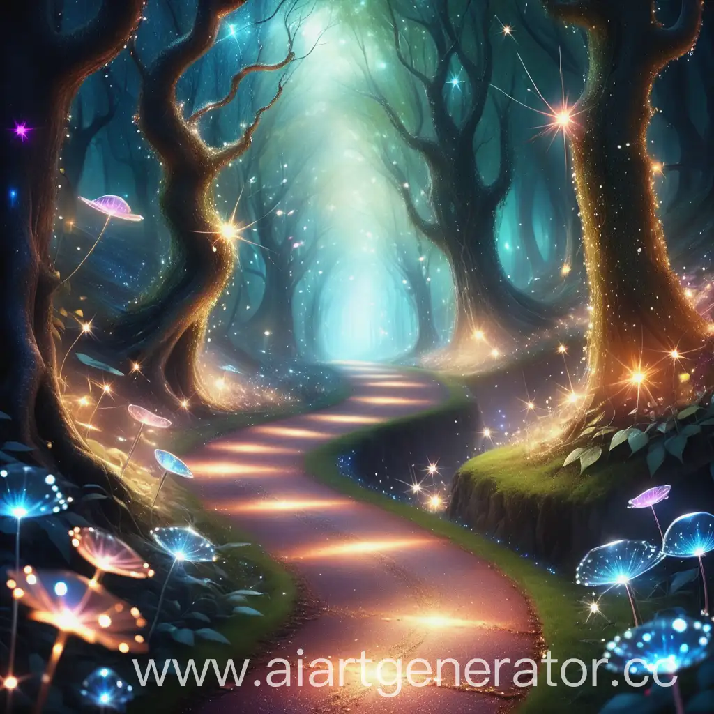 Enchanting-Magic-Fairy-Forest-with-Bright-Sparkles-and-Beautiful-Road