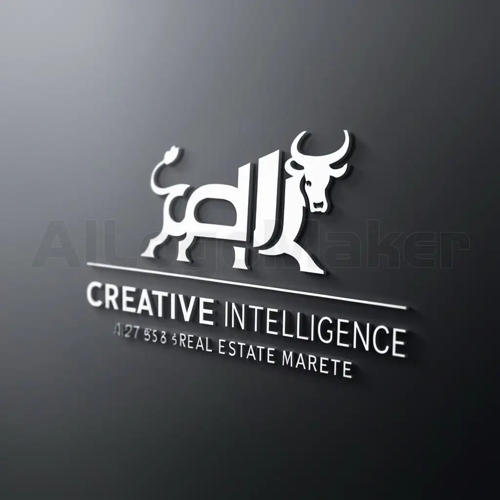 a logo design,with the text "creative intelligence", main symbol: Creative, intellectual real estate bull

(The word "ثور" which means "bull" in Arabic, is repeated as is, because it's an exception according to rule #1),Moderate,be used in Real Estate industry,clear background