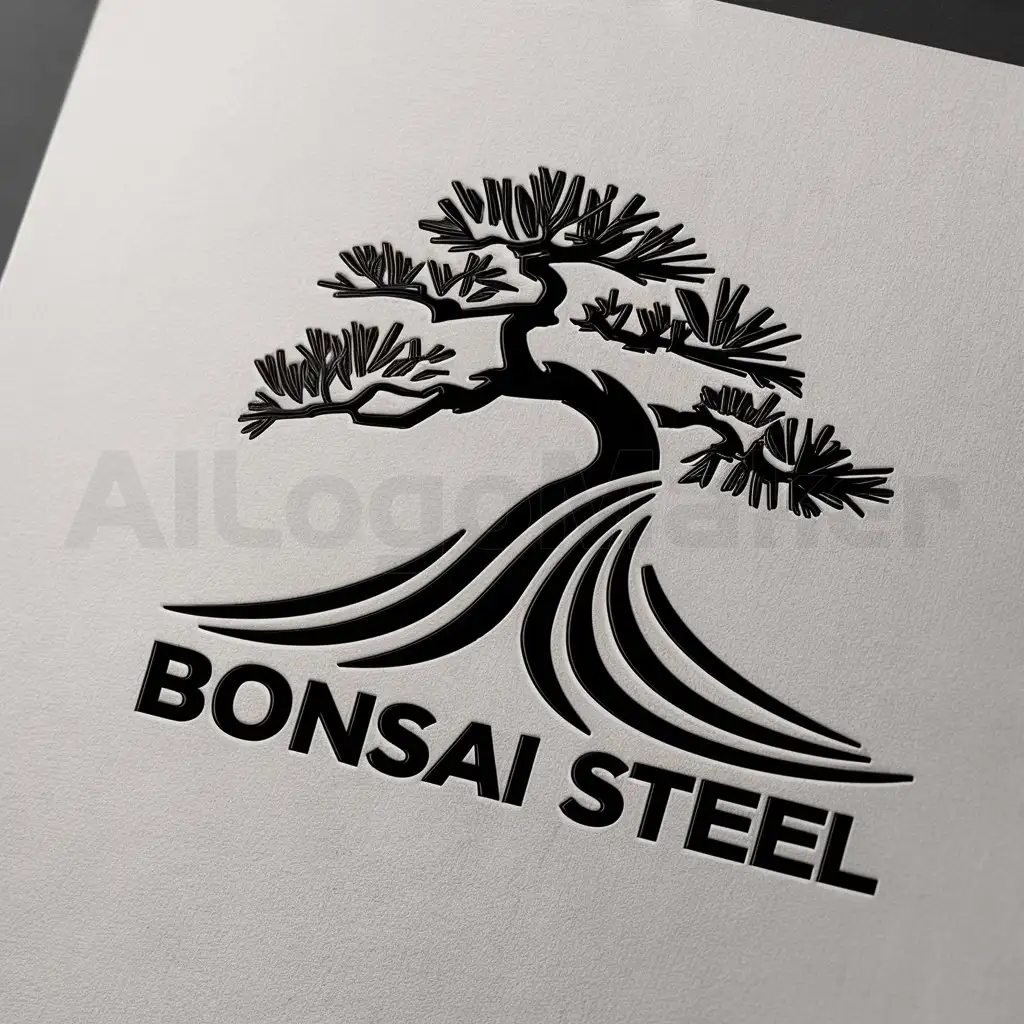a logo design,with the text "Bonsai Steel", main symbol:bonsai,complex,be used in welding industry,clear background