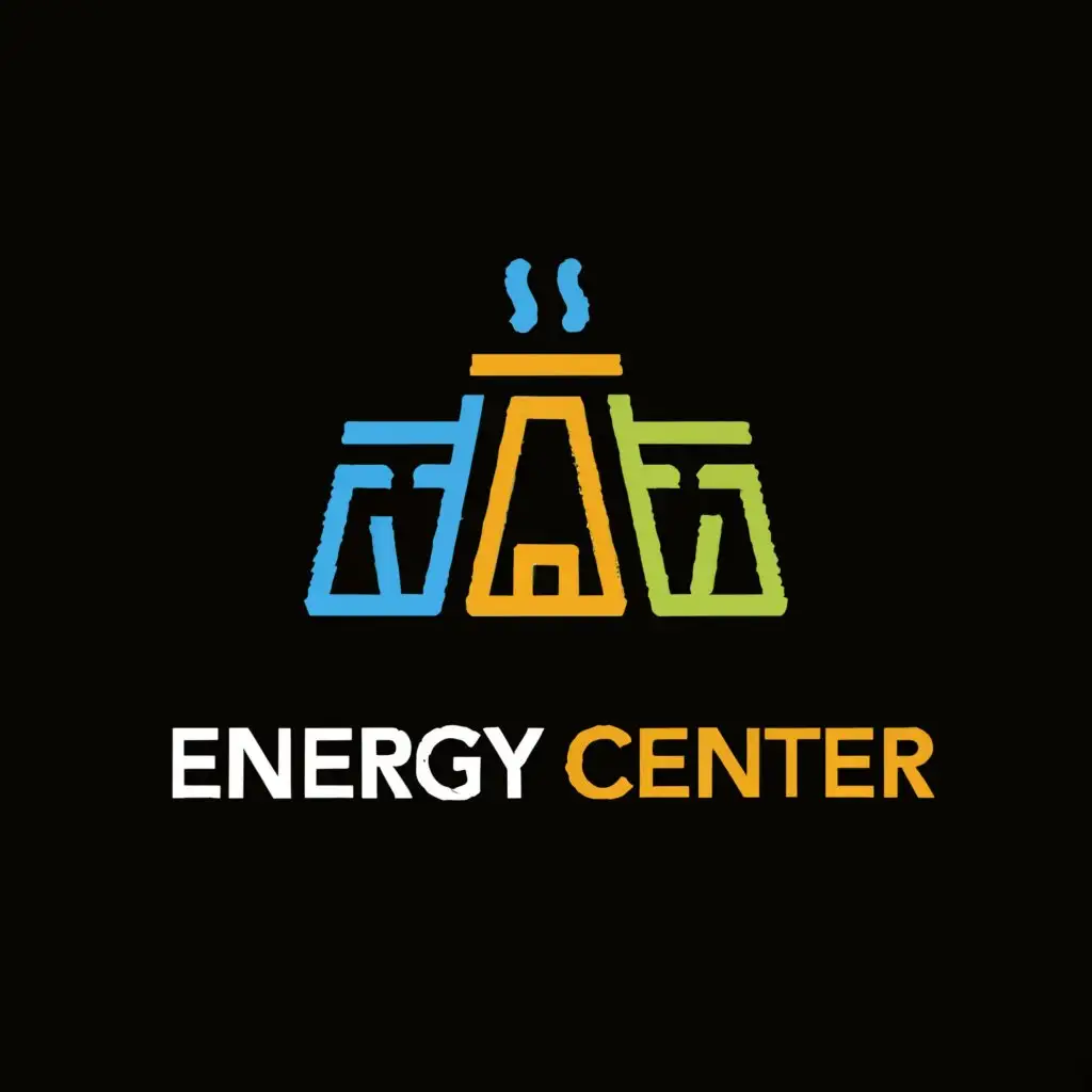 a logo design,with the text "ENERGY CENTER", main symbol:Coal
Gas
Steam
Energy center
Power plant
,Moderate,be used in Construction industry,clear background