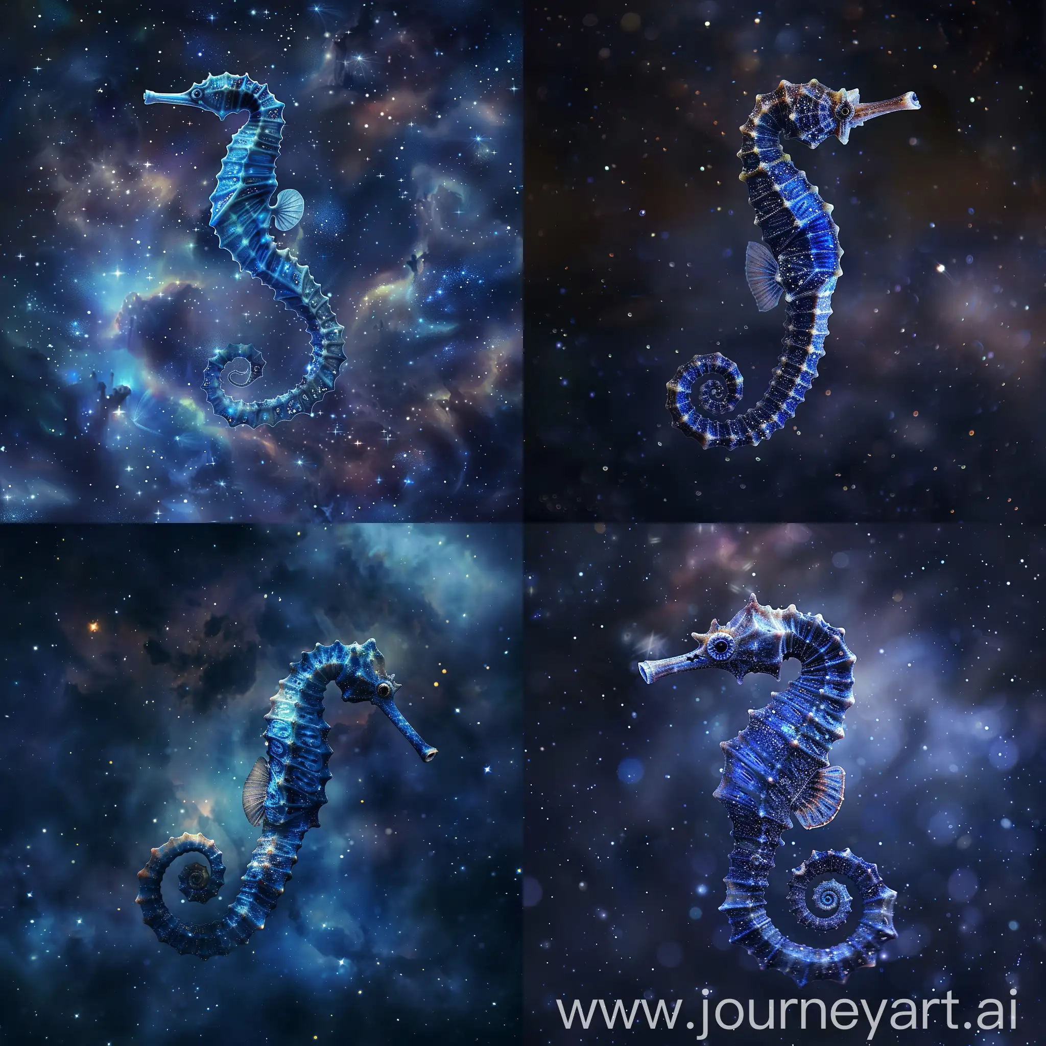 Dreamy-Blue-Seahorse-Floating-in-Starry-Sky