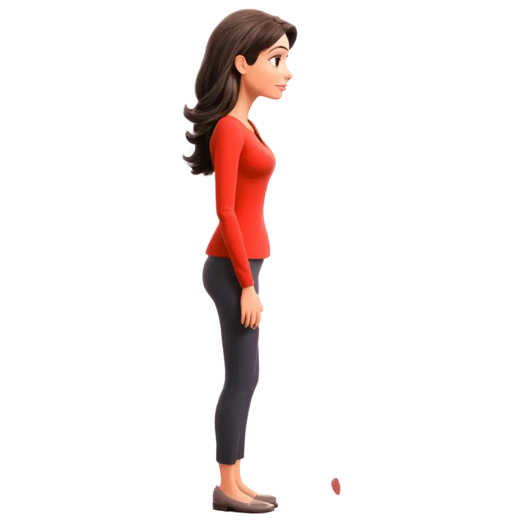 Cartoon-Mum-Looking-to-the-Right-Side-View-HighQuality-PNG-Image-for-Versatile-Online-Use