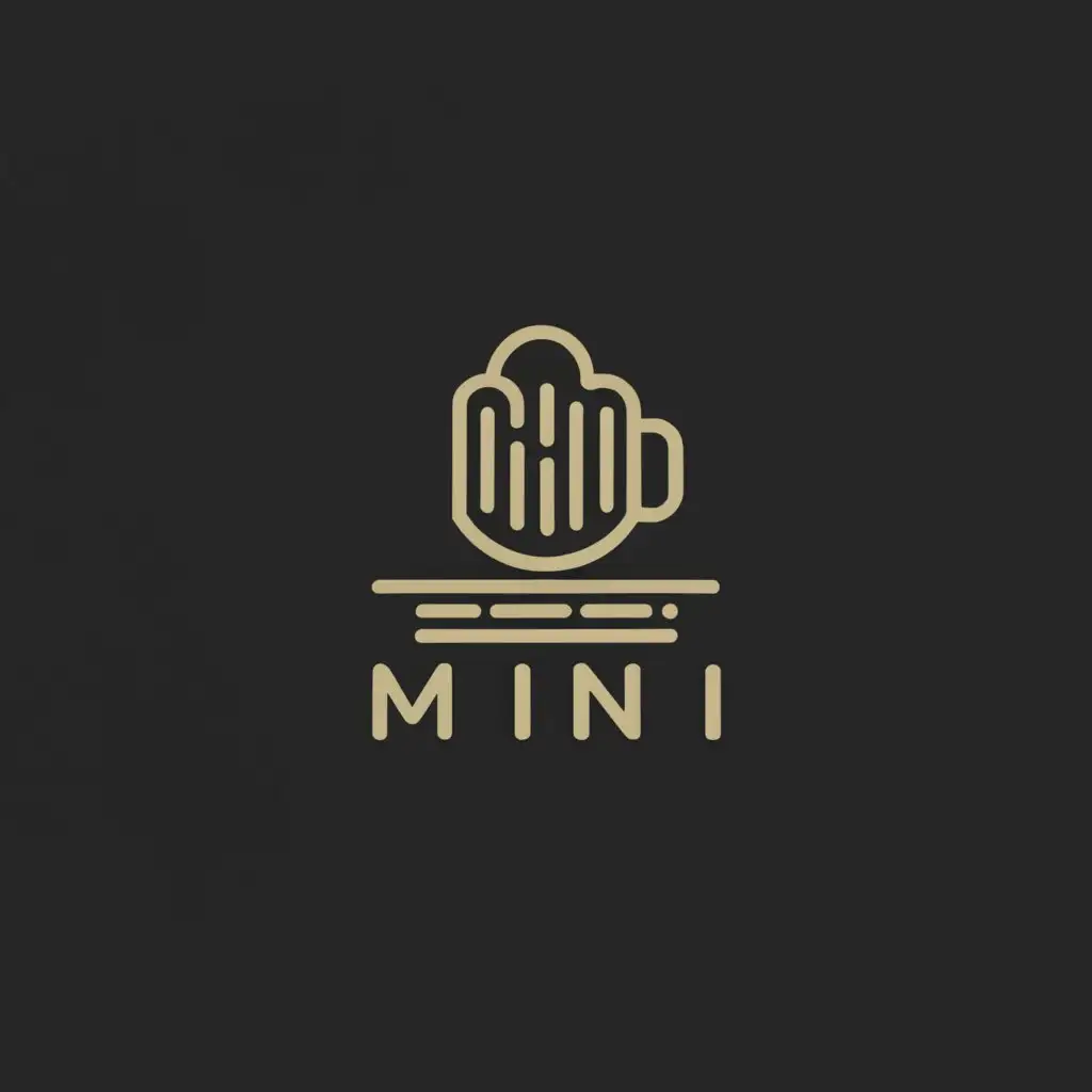 a logo design,with the text "MINI", main symbol:CUP OF BEER,Moderate,be used in Internet industry,clear background