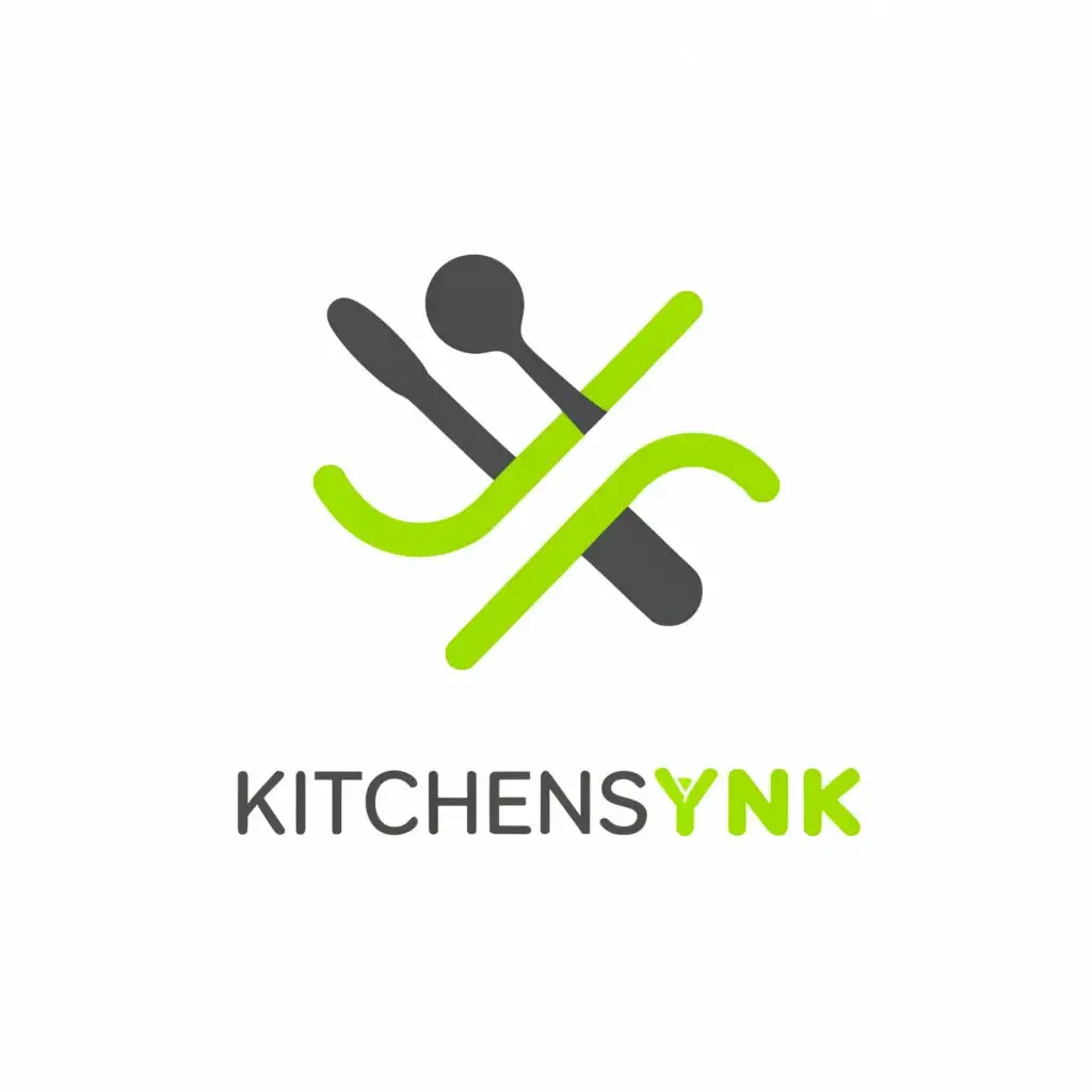 a logo design,with the text "KitchenSynk", main symbol:Software logo,  logo for websites and social media AND an icon for app store for my software company, and bright lime green is the color 
 KitchenSynk and its software for contractors.
 lead tracking, quoting, scheduling, social media, .
 solution.
app store
,Minimalistic,be used in Internet industry,clear background