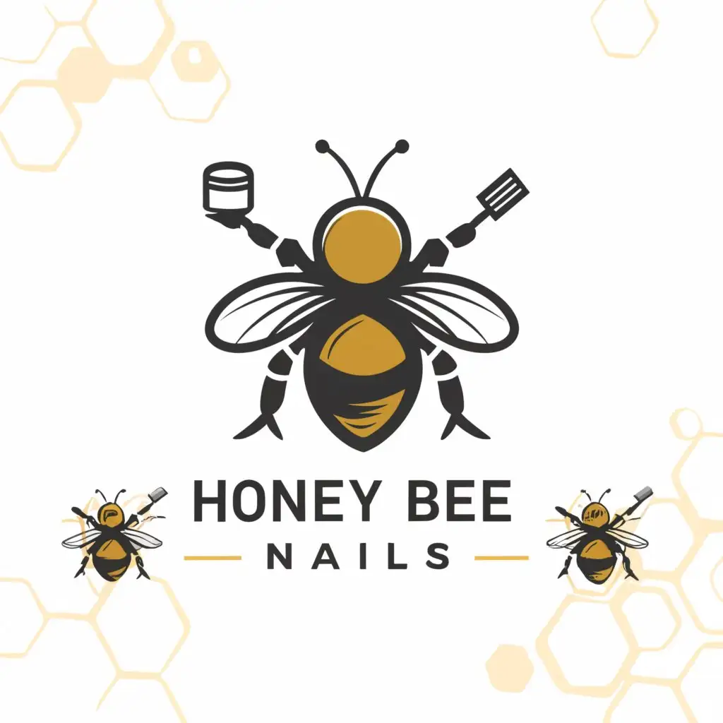a logo design,with the text "Honey Bee Nails,", main symbol:Honey Bees, Nails technician,Moderate,be used in Beauty Spa industry,clear background