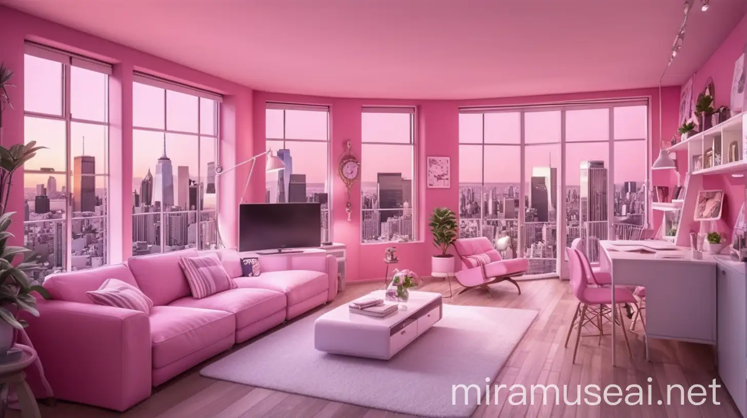 Animated Studio with Girly Mezzanine Bedroom Overlooking Urban Skylines