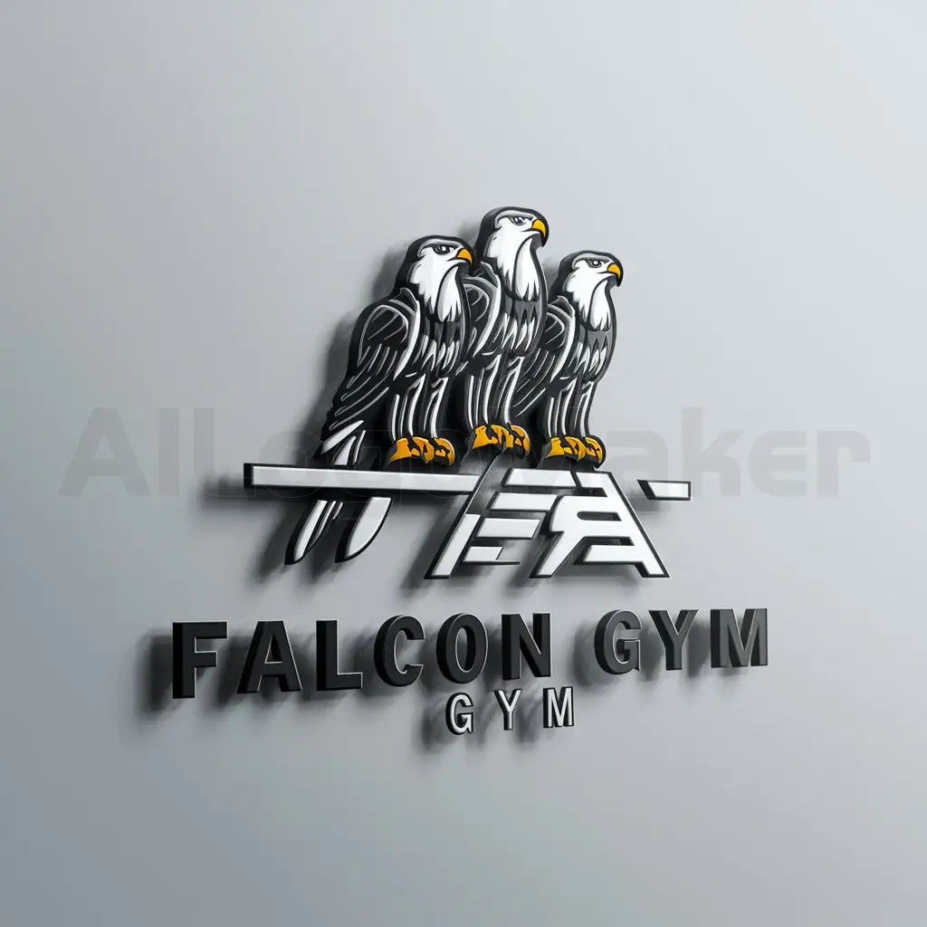 a logo design,with the text "Falcon GYM", main symbol:3 falcon gym logo,Moderate,clear background
