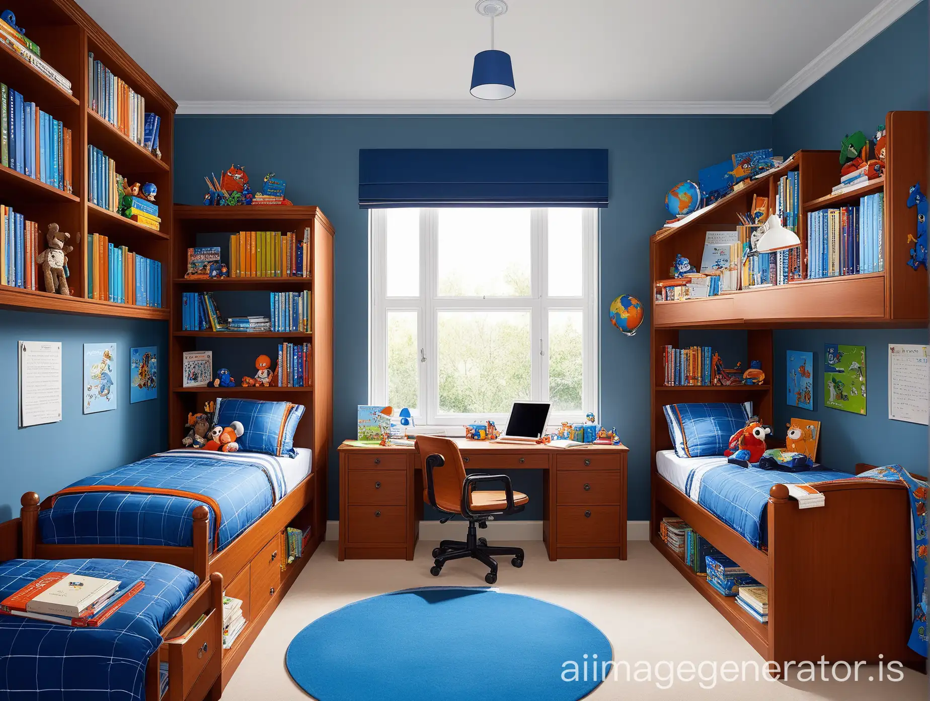 boys bedroom with study books