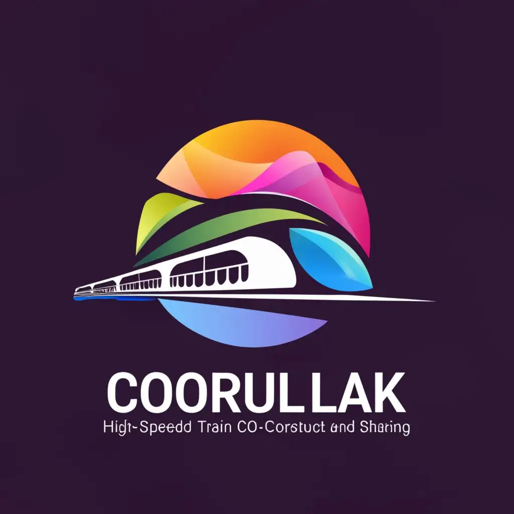 a logo design,with the text "Colorful Lake Hangzhou Co-construction and Sharing", main symbol:High-speed train,Moderate,clear background