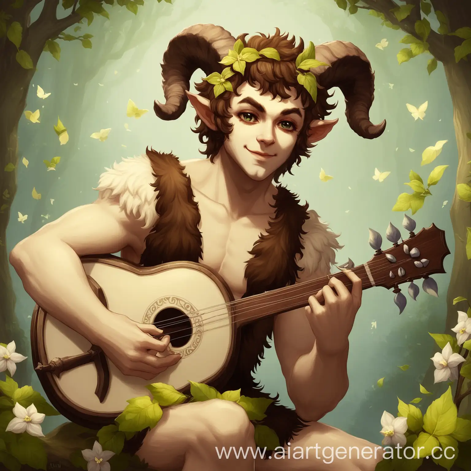 Enigmatic-BardSatyr-Playing-Flute-in-Mystical-Forest