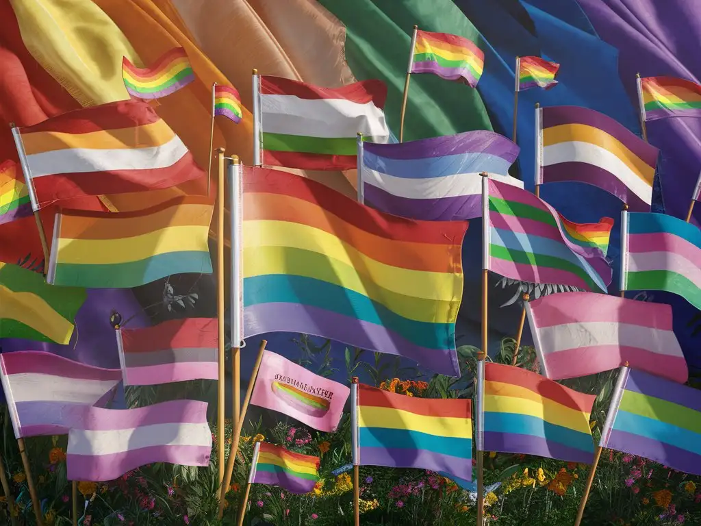 Collection of LGBTQIA Pride Flags Representing Diversity and Inclusivity