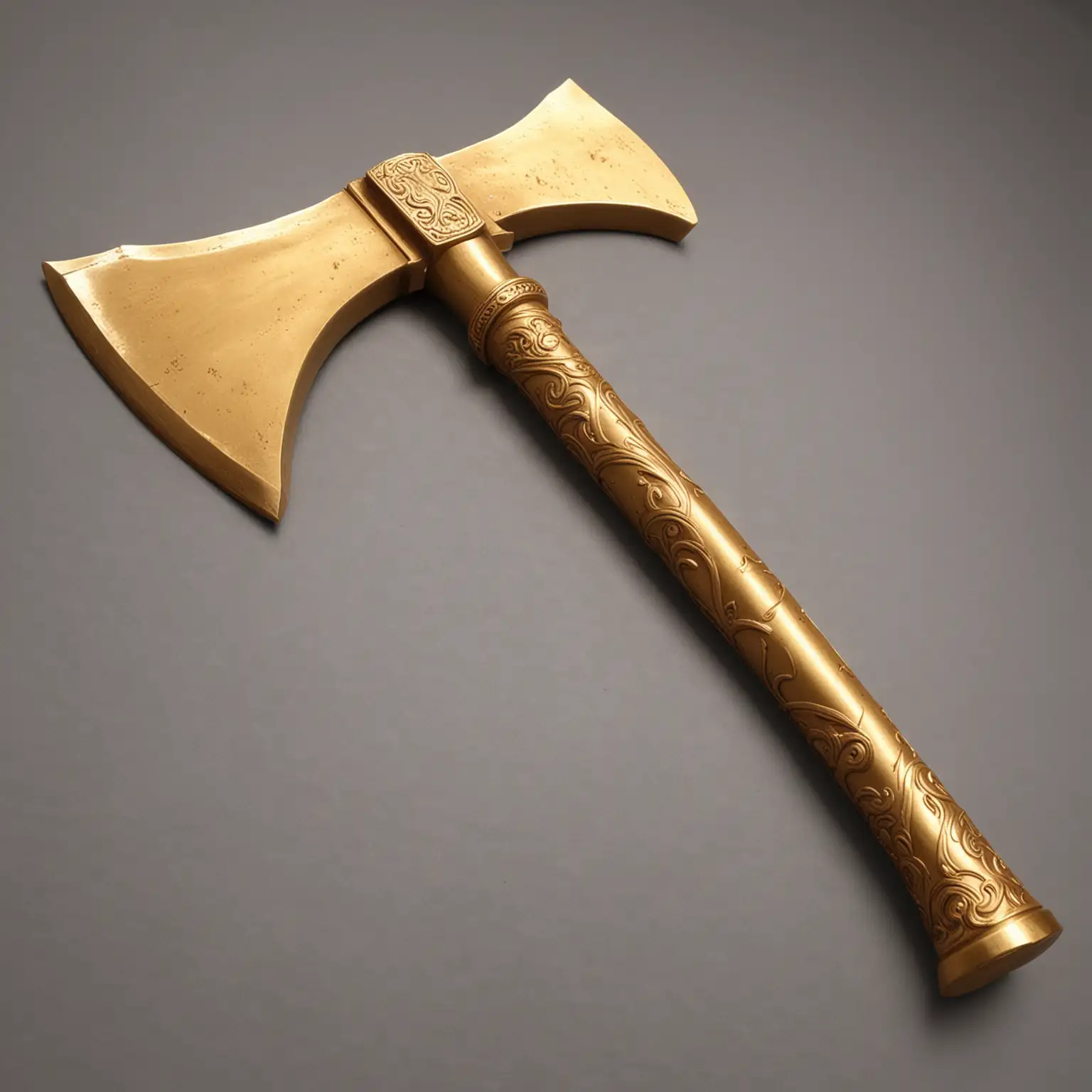 Large Golden Ax with Solid Blade Majestic Weaponry Illustration
