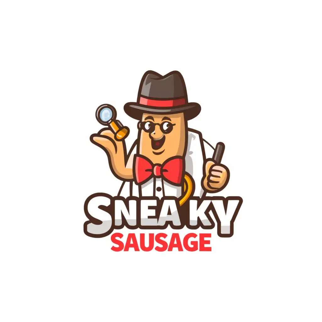 LOGO-Design-For-Sneaky-Sausage-Cartoonish-Spy-Sausage-on-a-Clear-Background