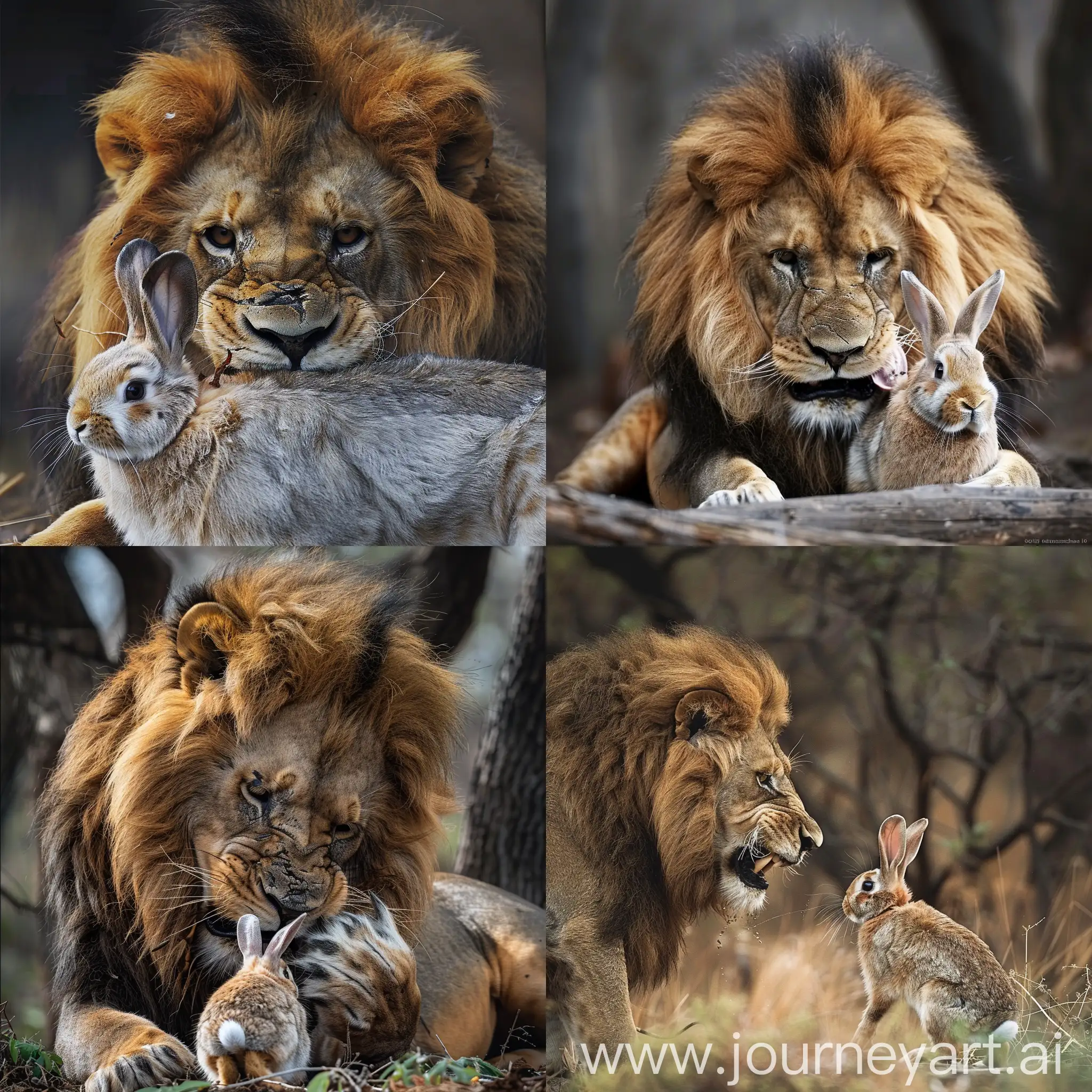 Lion-Hunting-Prey-Powerful-Predator-Captures-Rabbit