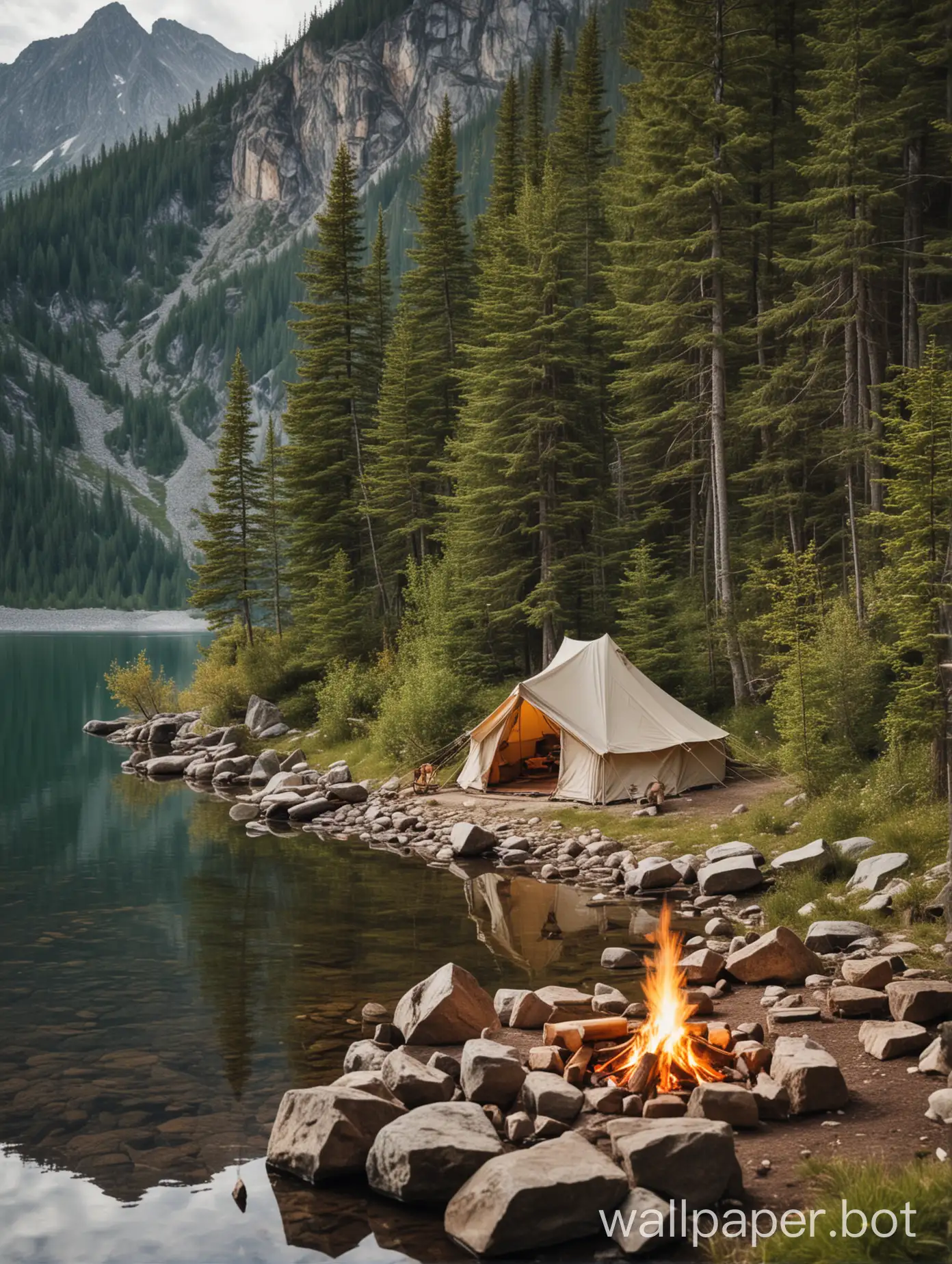 Scenic-Campfire-Night-Lake-Mountains-and-Forest