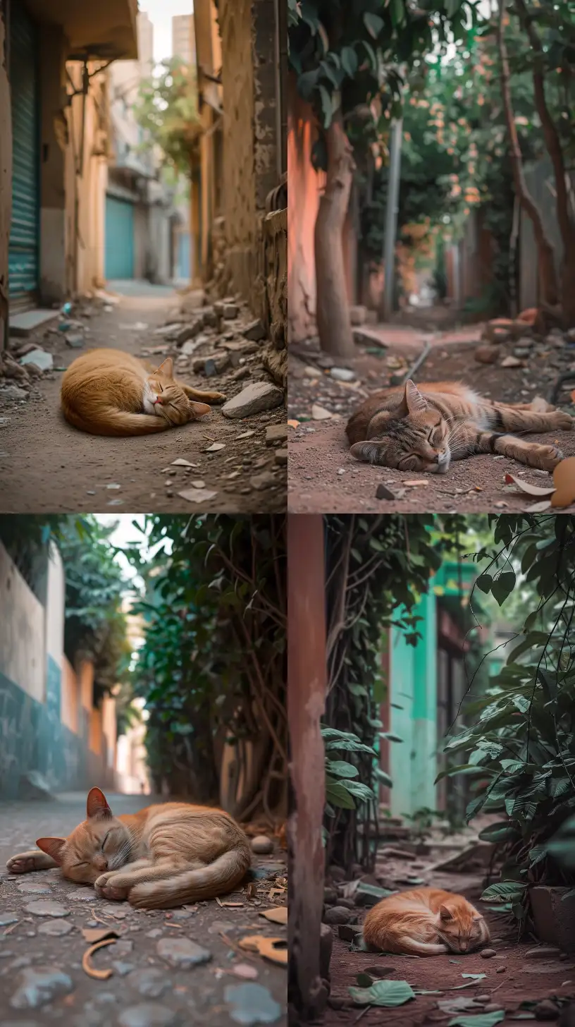 Sleeping-Cat-in-Jeddahs-Alley-Realistic-Landscape-Capture