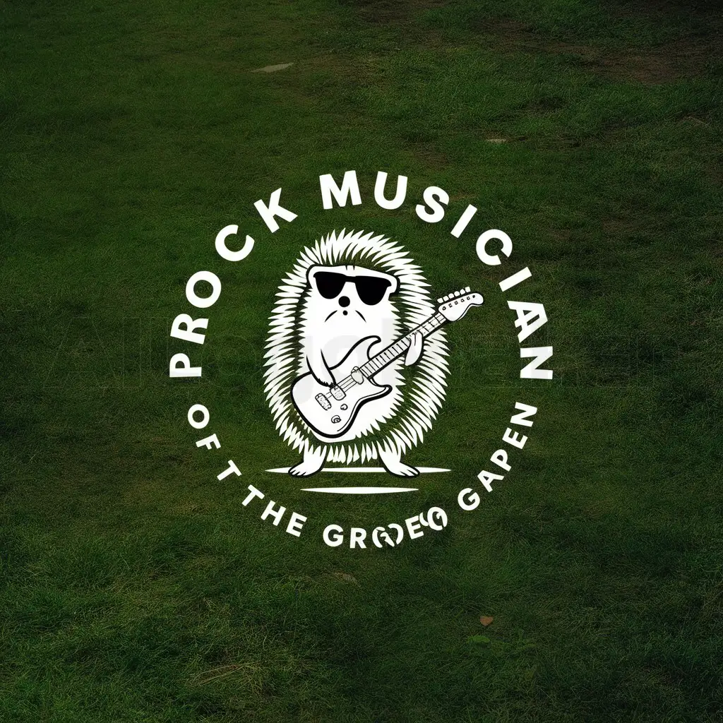 a logo design,with the text "rock musician hedgehog of the green garden", main symbol:hedgehog,Moderate,clear background