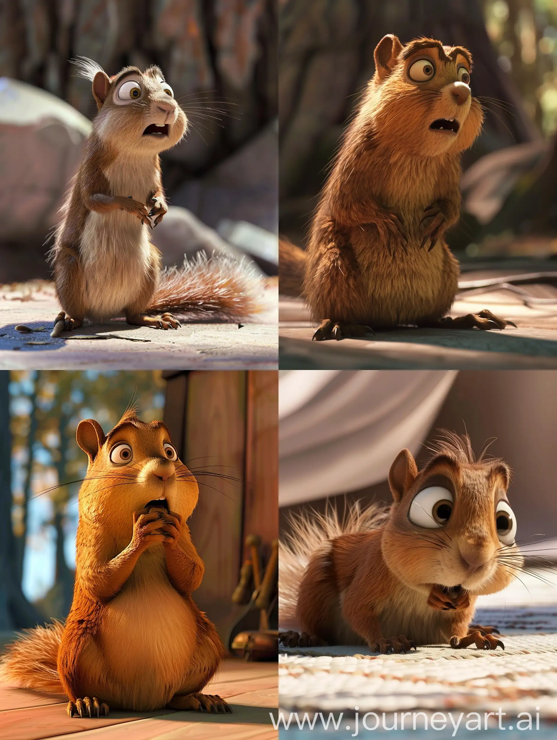pixar animated image of a brown squirrel, is restless, sleepless, very anxious