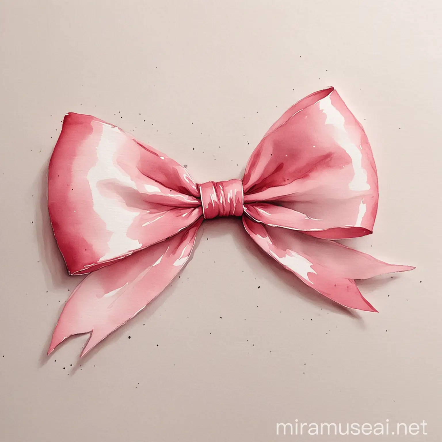 pink bow watercolor with long ends
