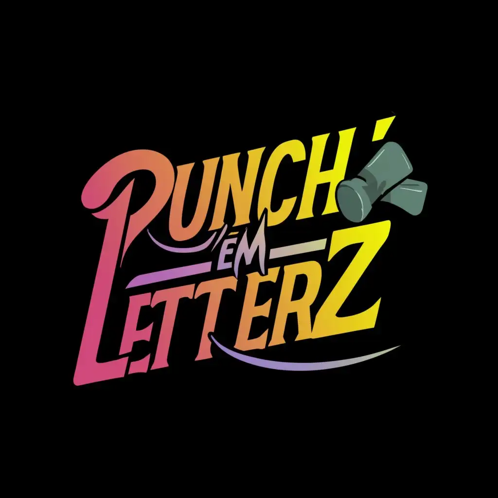 a logo design,with the text "Punch 'em lettersz", main symbol:letters,Moderate,be used in Entertainment industry,clear background