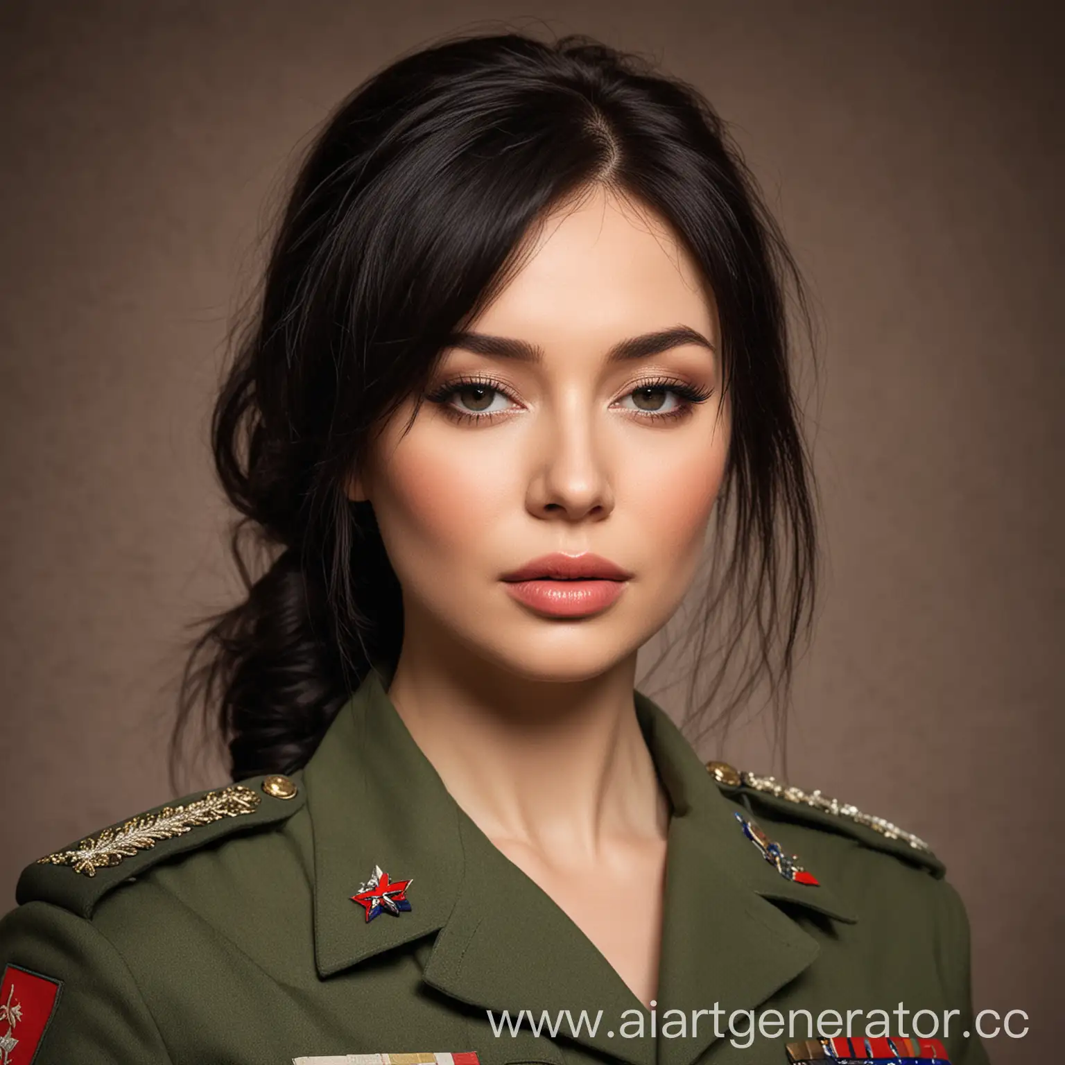Russian-Singer-Dora-in-Military-Uniform-Artistic-Portrait