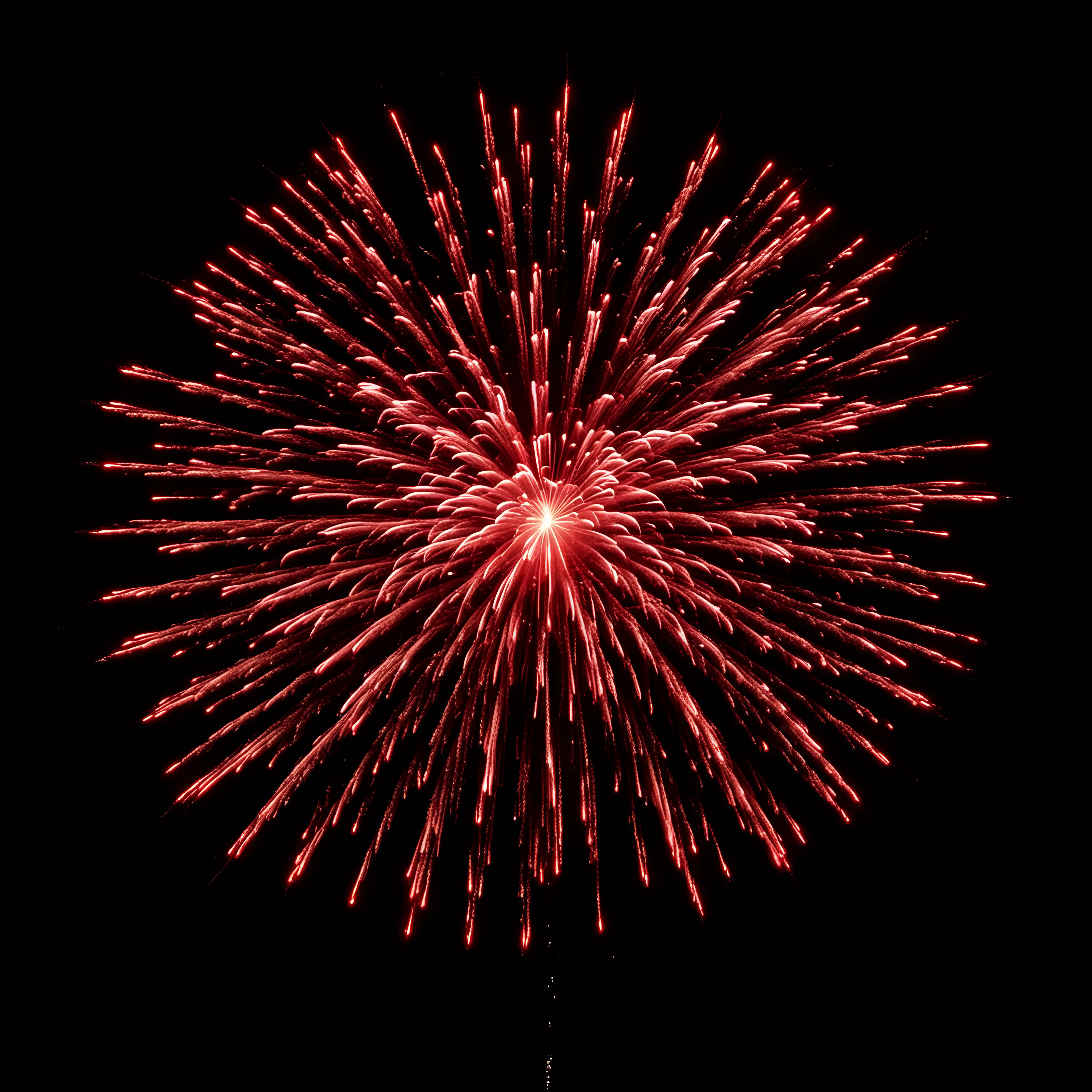 Vibrant Red Fireworks Bursting Against a Dramatic Black Sky