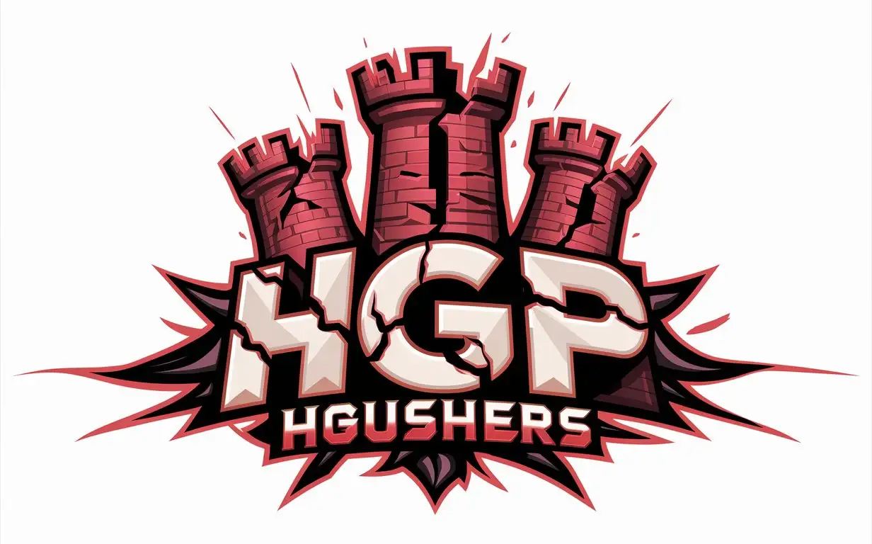 сделай логотип для команды по доте 2, название команды HGPushers, башни должны быть треснутые