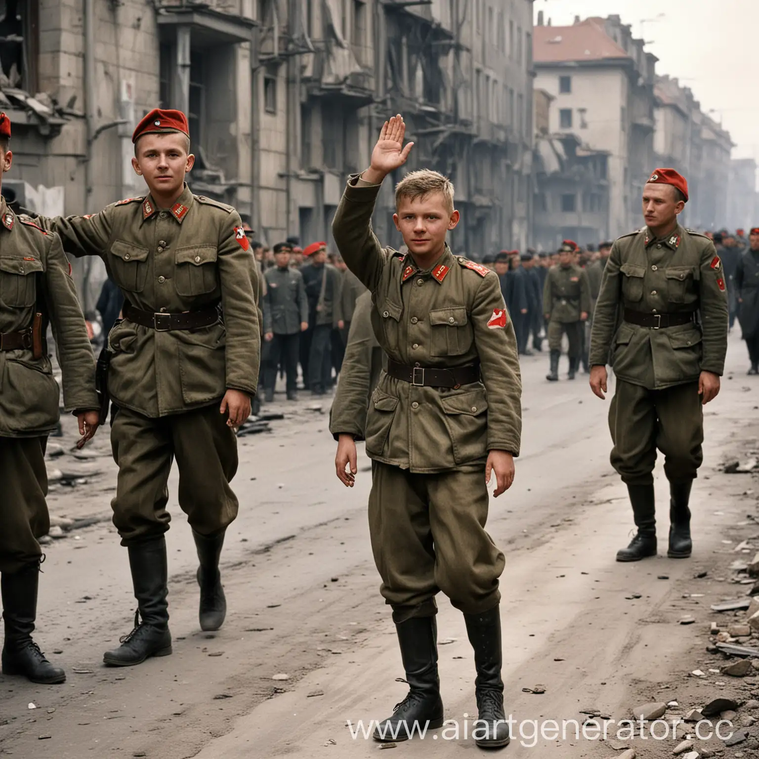 Tall-Red-Army-Soldier-Amidst-Bombing-Chaos