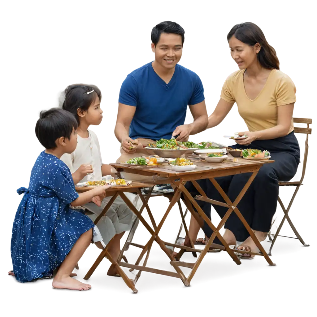 filipino family eating food in painting