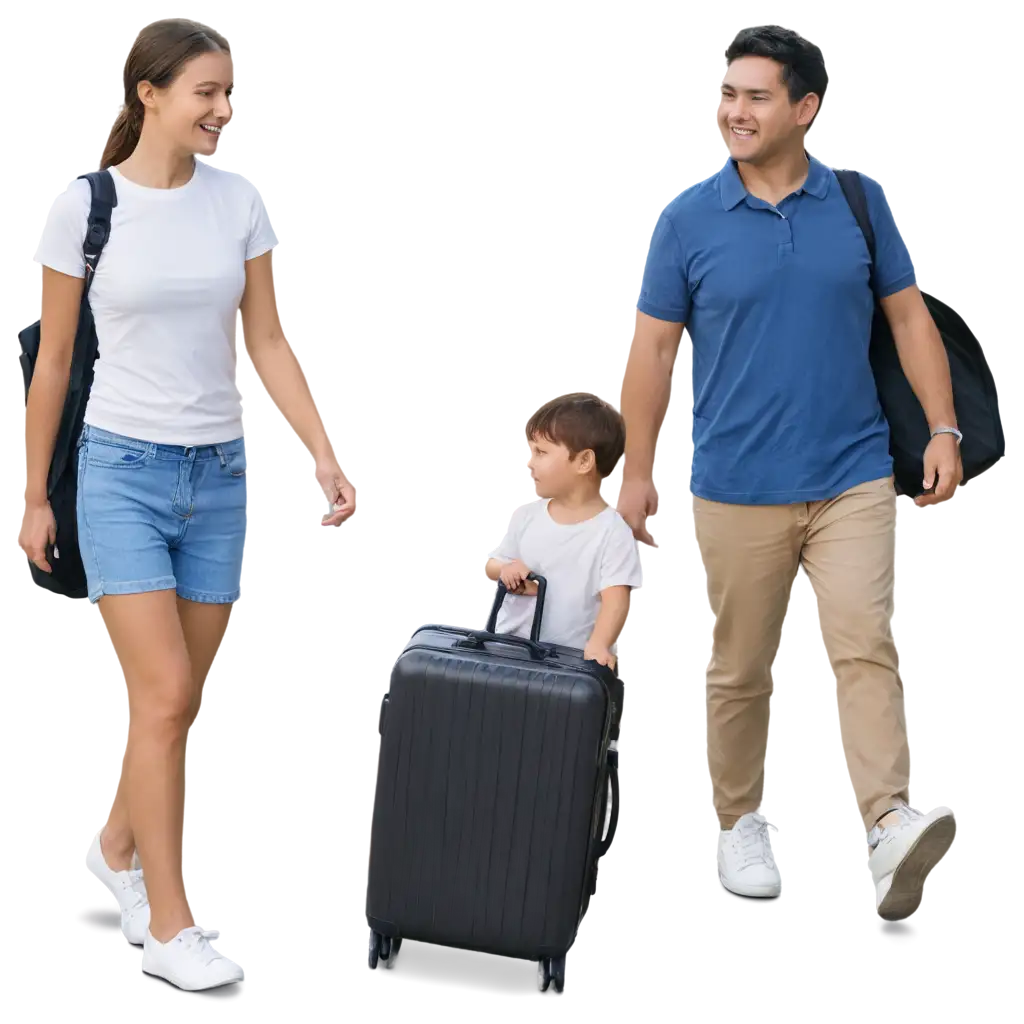 Smiling-Parents-and-Children-Arriving-at-Hotel-Captured-in-HighQuality-PNG-Format