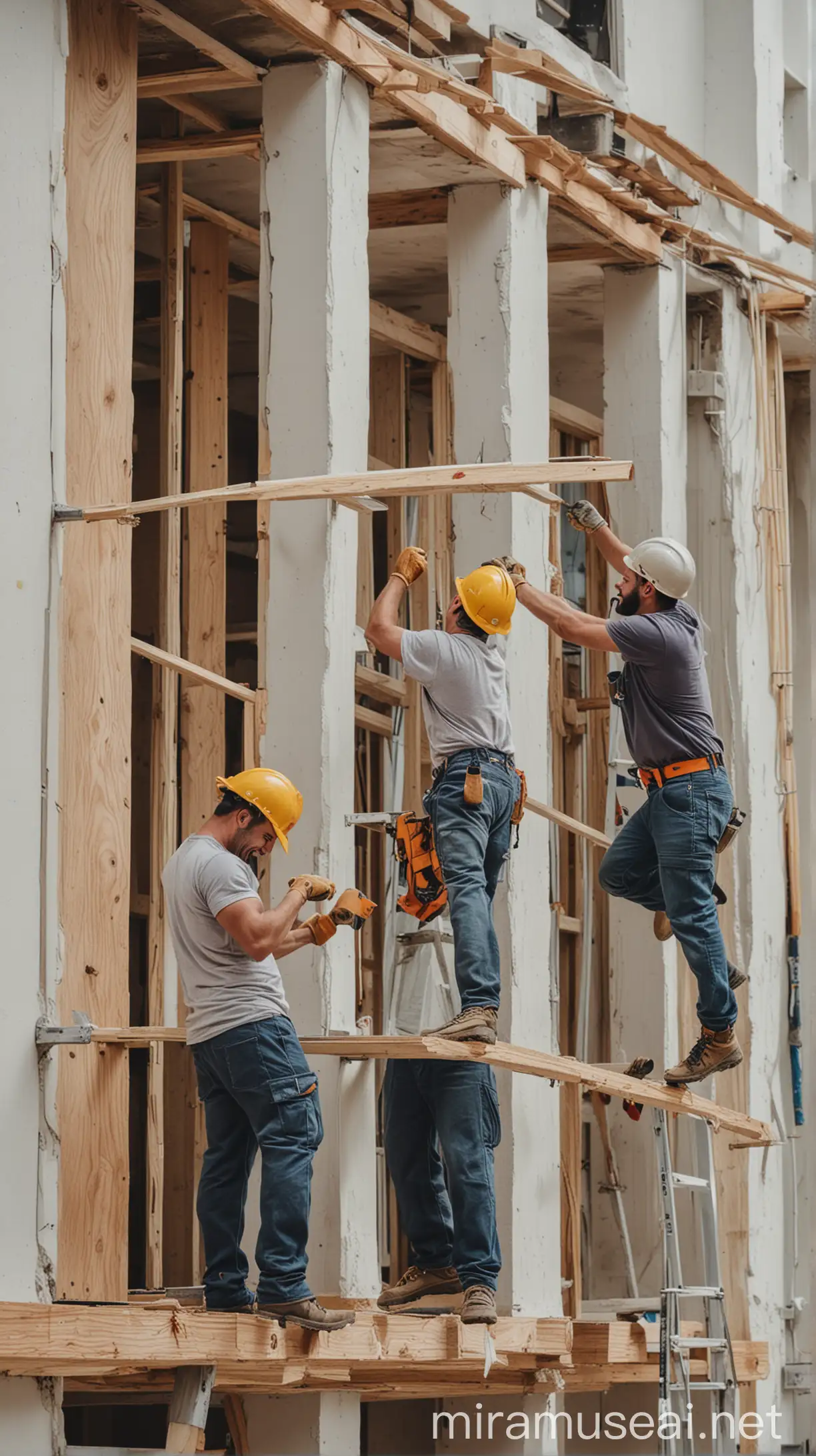 An image of some happy constructions workers renovating a multifamily property in Miami Florida.