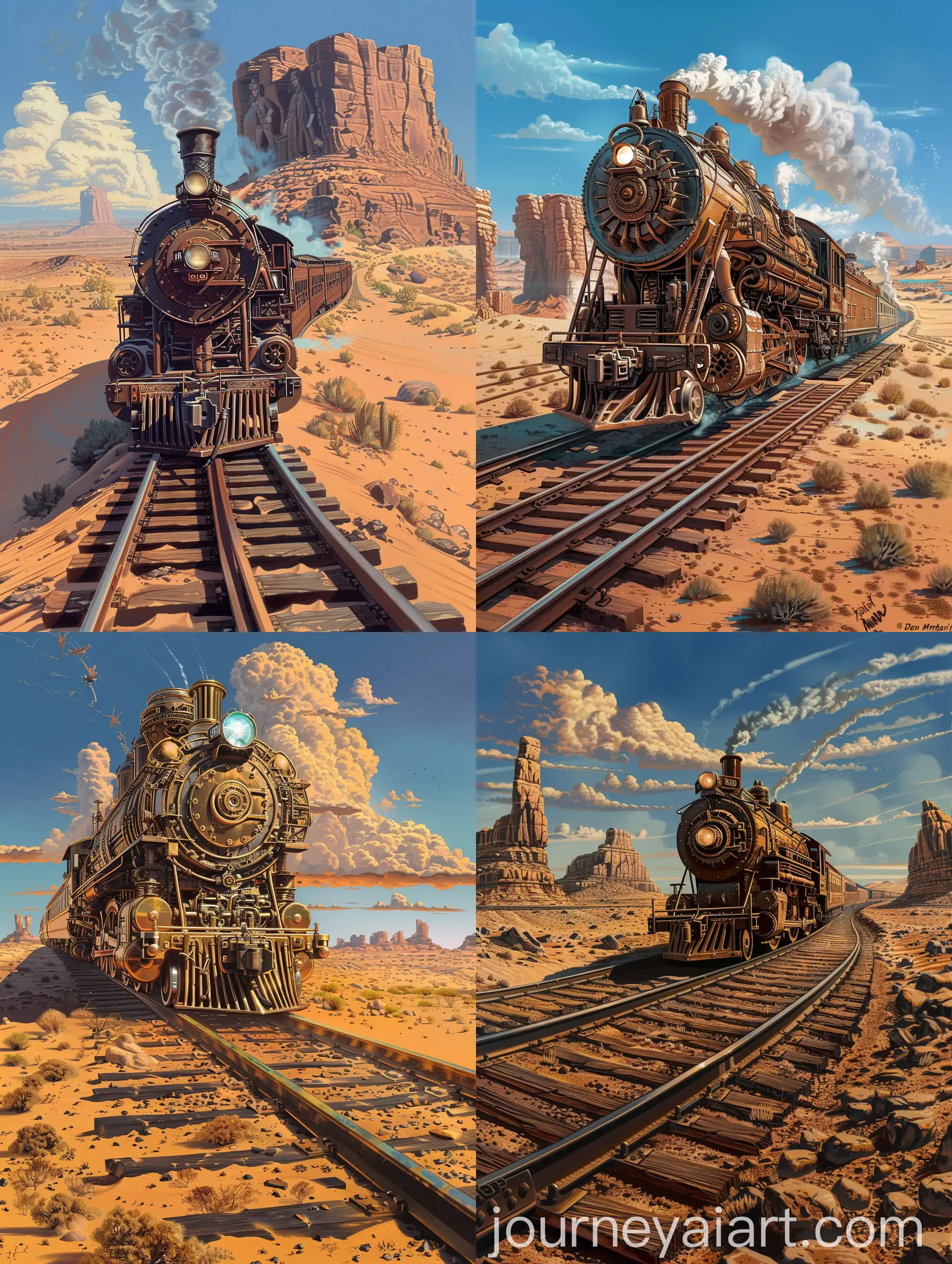 Biomechanical-Steam-Train-Traveling-through-Desert-Wilderness