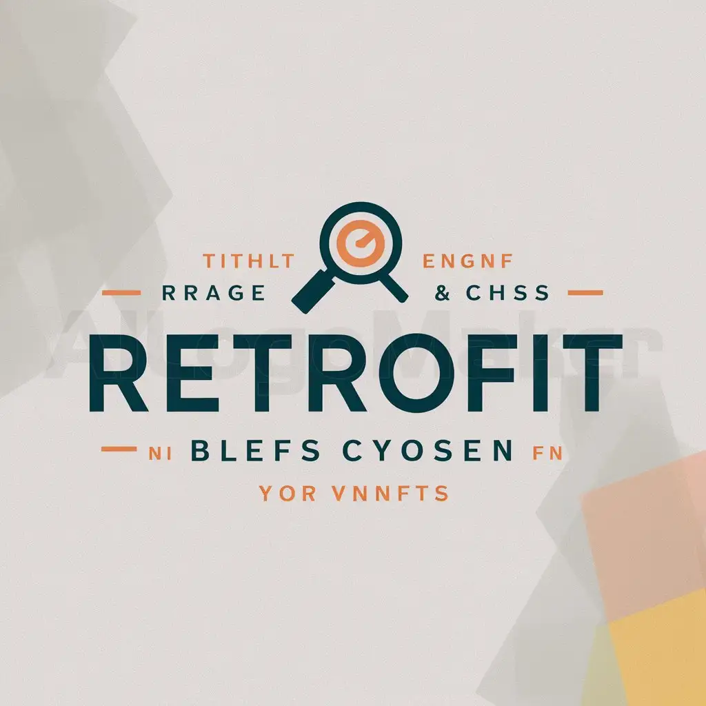 a logo design,with the text "Retrofit", main symbol:magnifying glass,Moderate,clear background