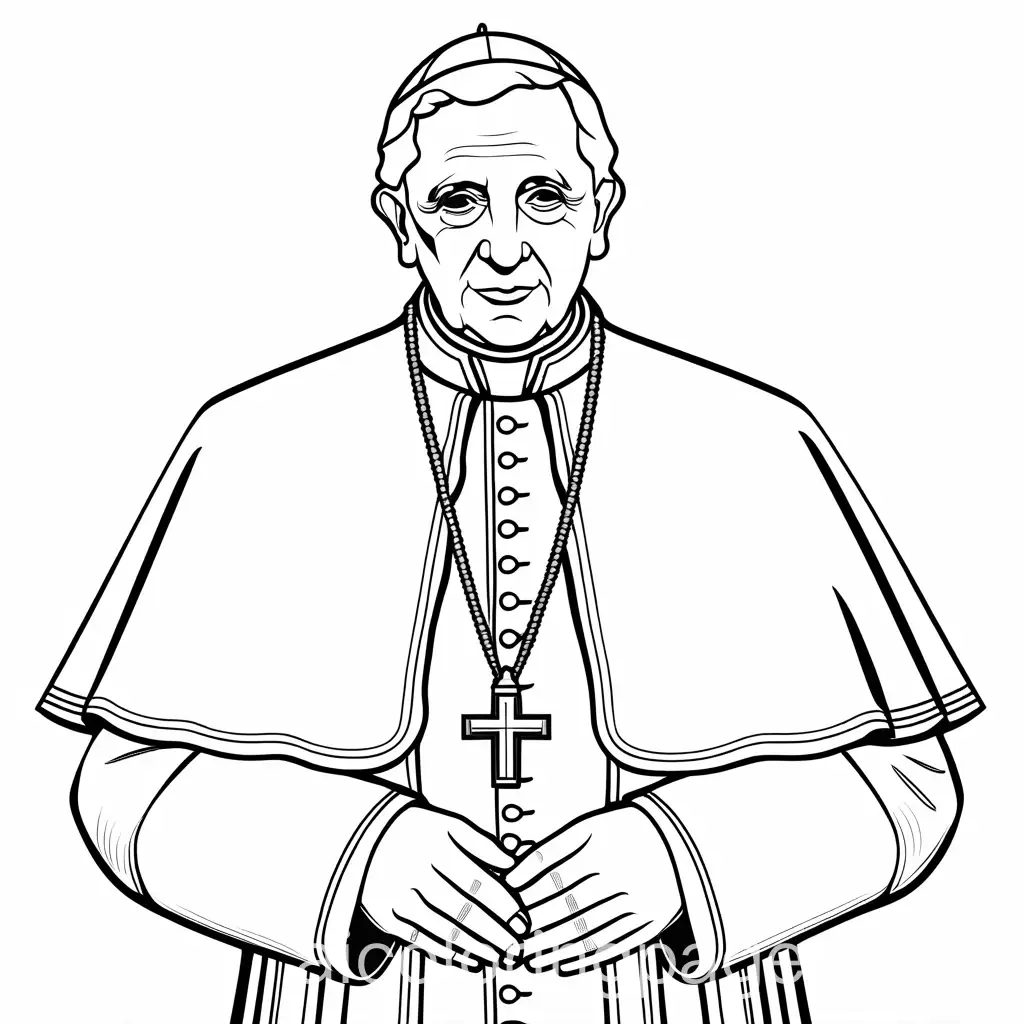 Pope-Benedict-Papal-Garments-Coloring-Page-for-Kids-Black-and-White-Line-Art