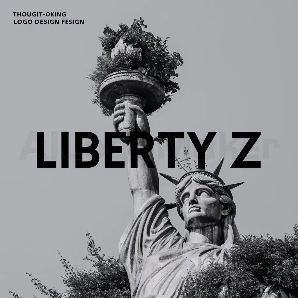 LOGO-Design-For-Liberty-Z-Statue-of-Liberty-Reclaimed-by-Nature-on-Clear-Background