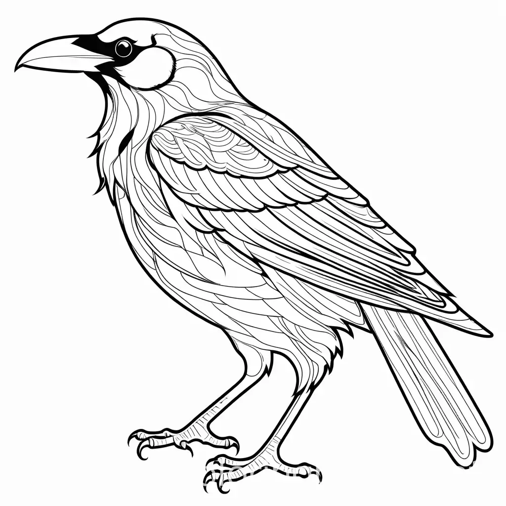 Elegant-Raven-Coloring-Page-Abstract-Black-and-White-Line-Art