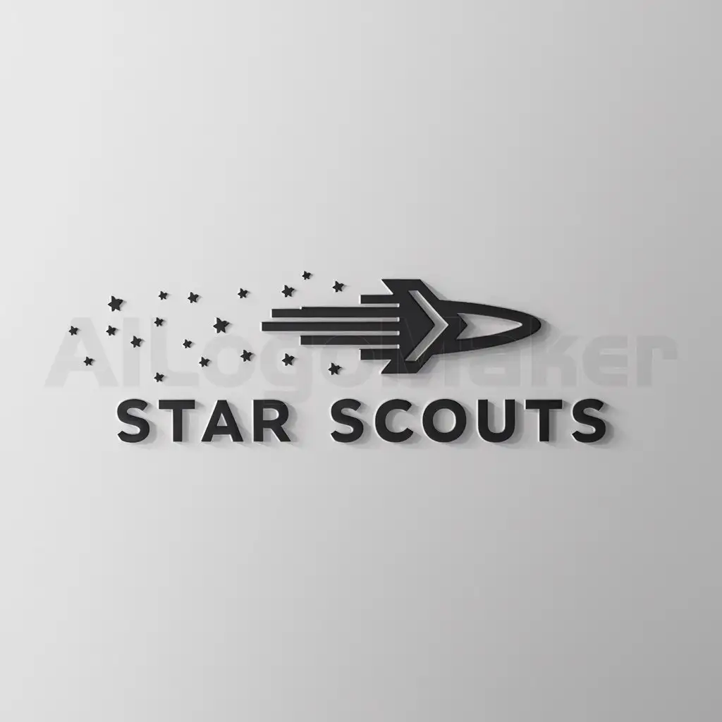 a logo design,with the text "Star Scouts", main symbol:Spacecraft,Minimalistic,clear background