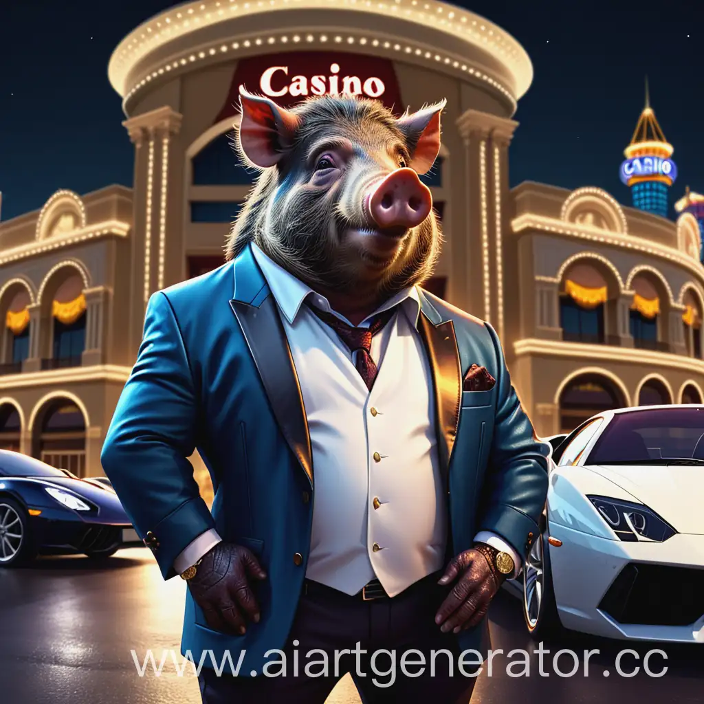 Luxurious-Boar-in-Stylish-Jacket-Amid-Nighttime-Casino-Scene