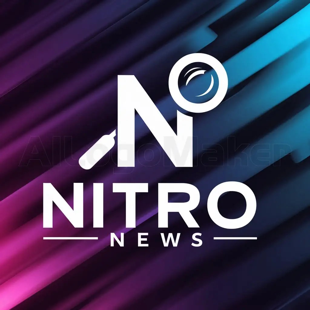 a logo design,with the text "Nitro News", main symbol:Letra N con una lupa,complex,clear background