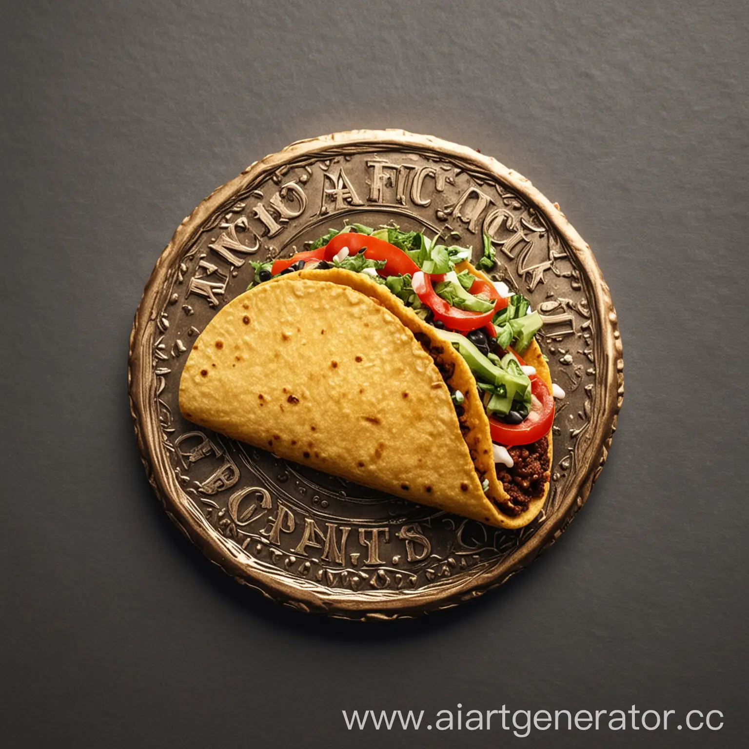 Colorful-Taco-with-Golden-Coin-on-Vibrant-Background