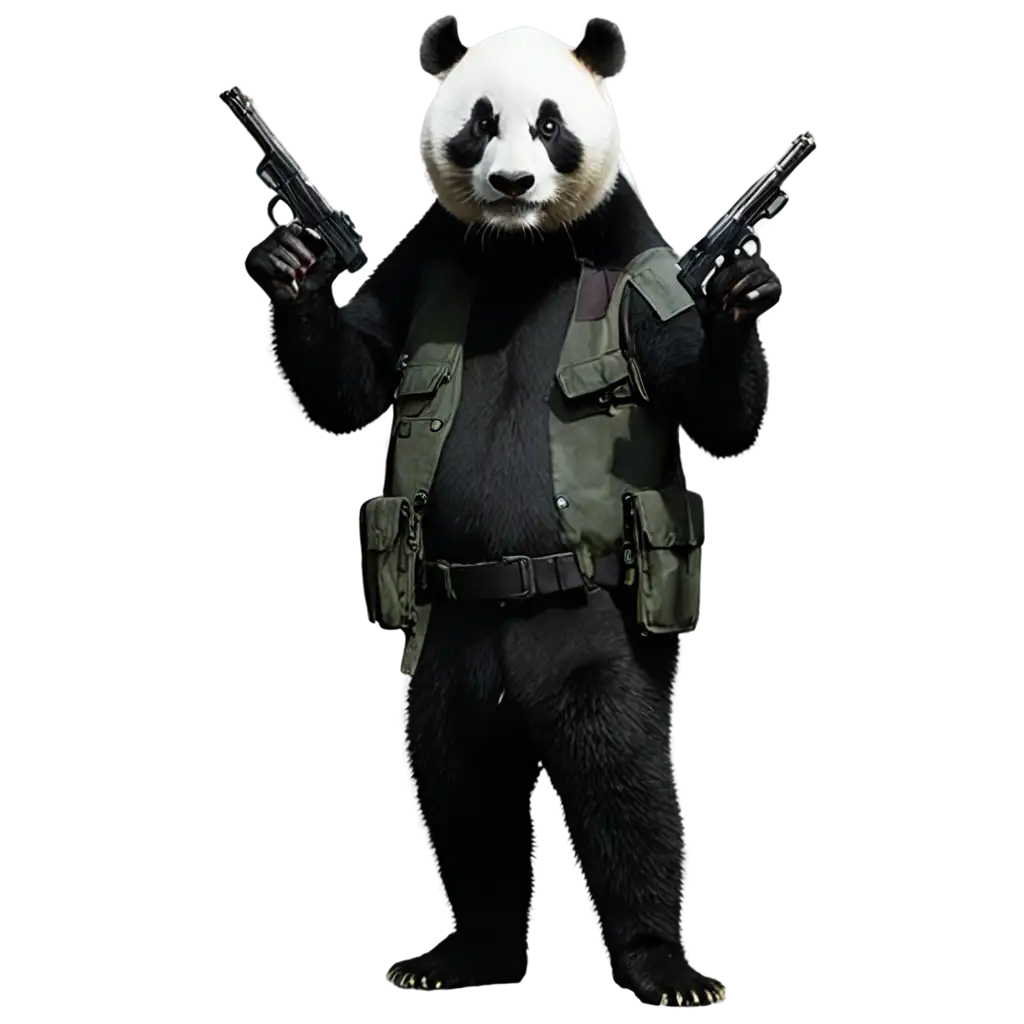 Exquisite-PNG-Image-Majestic-Panda-with-Pistols-Enhance-Your-Content-with-HighQuality-Artwork