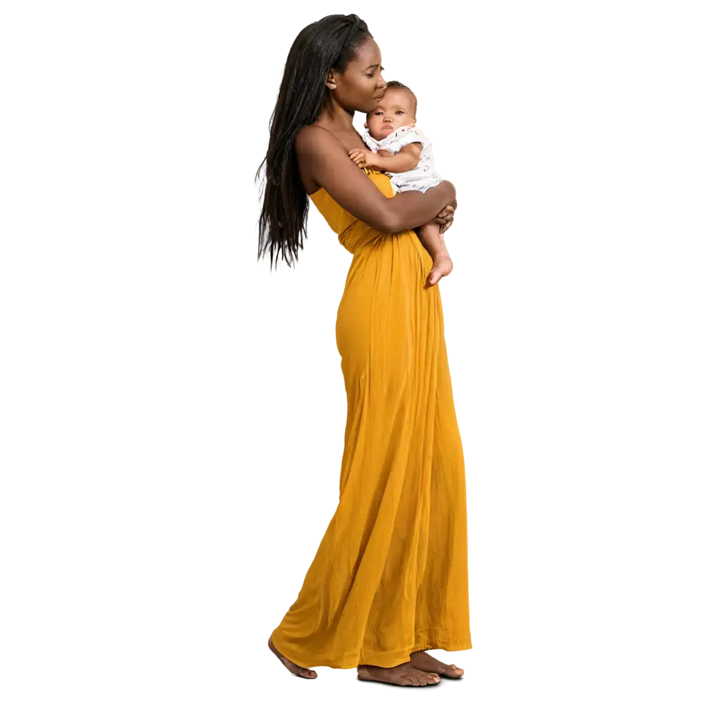Senegalese-African-Woman-with-Baby-in-Arms-Authentic-PNG-Image-for-Cultural-Representation