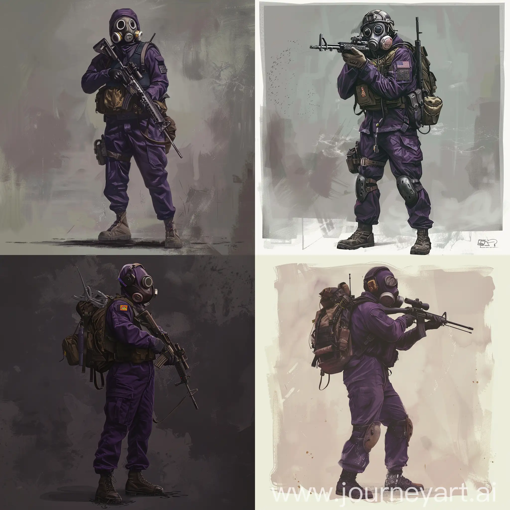 SAS-Operator-in-Dark-Purple-Military-Jumpsuit-with-Hazmat-Gas-Mask-and-Sniper-Rifle