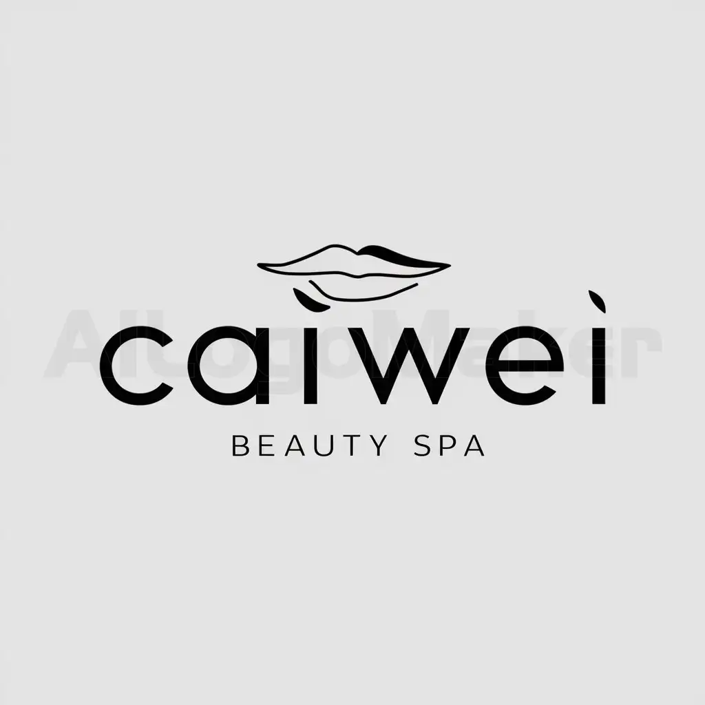 LOGO-Design-for-Caiwei-Minimalistic-Lipstick-Symbol-for-Beauty-Spa-Industry