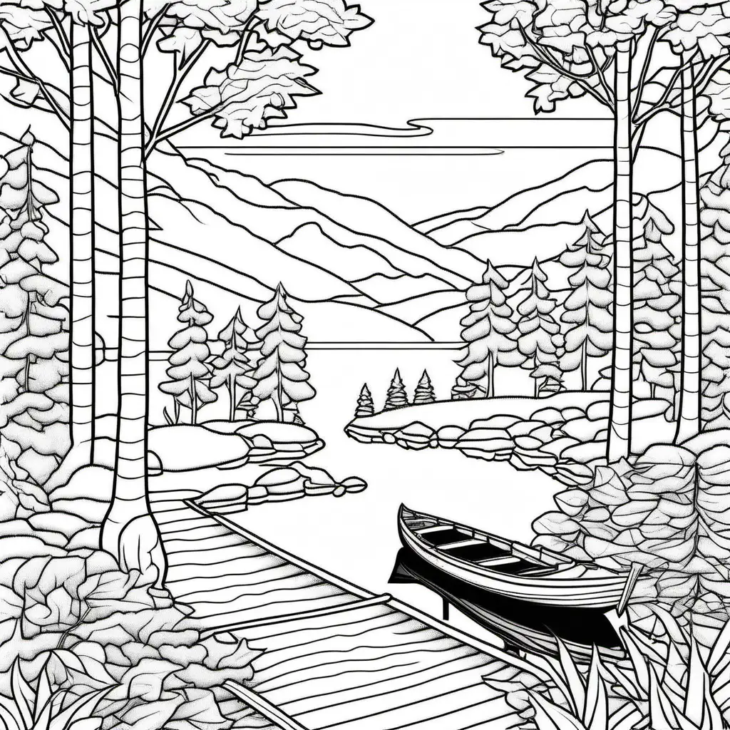 Tranquil Lakeside Scene with Boat and Trees