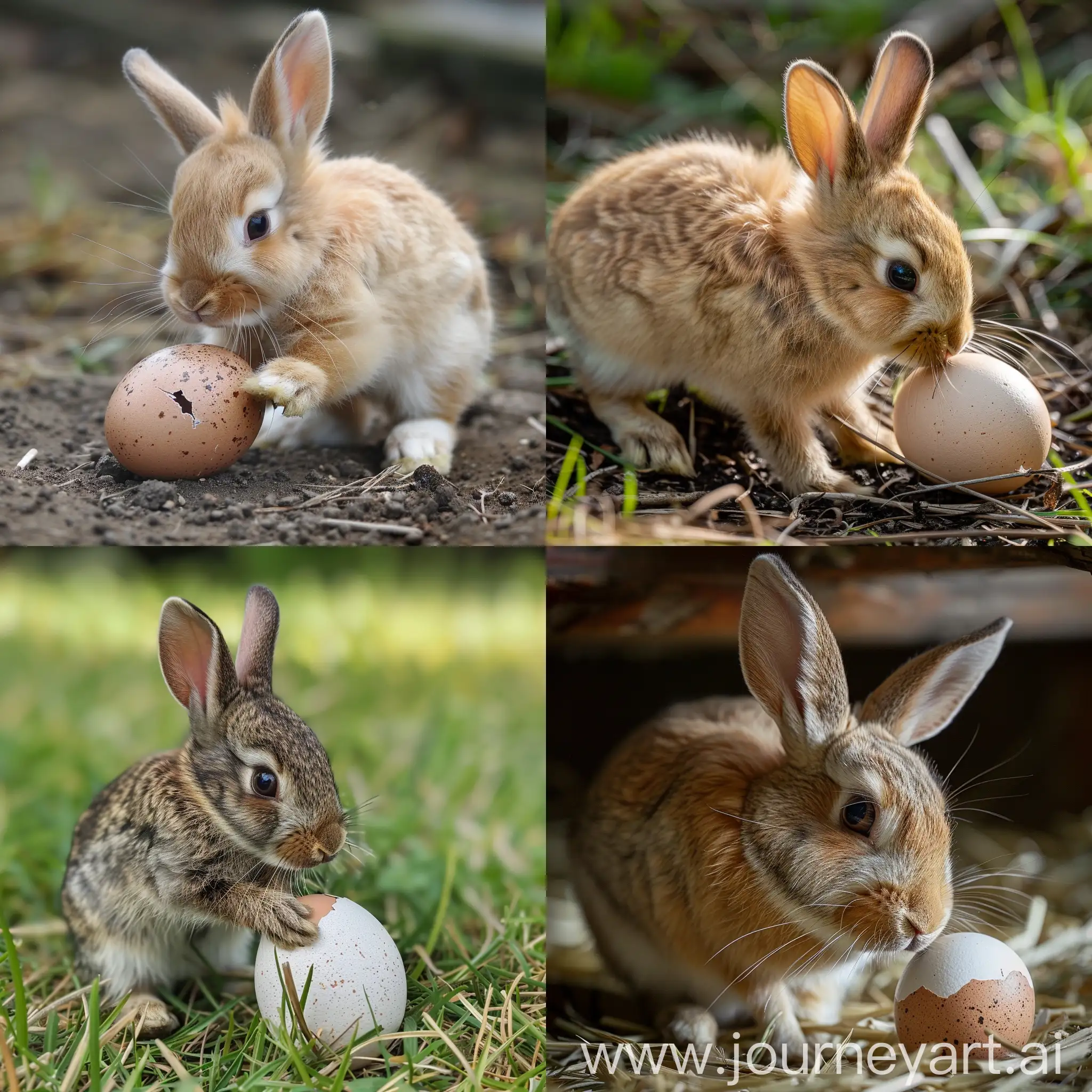 Кролик чещет свое яйцо