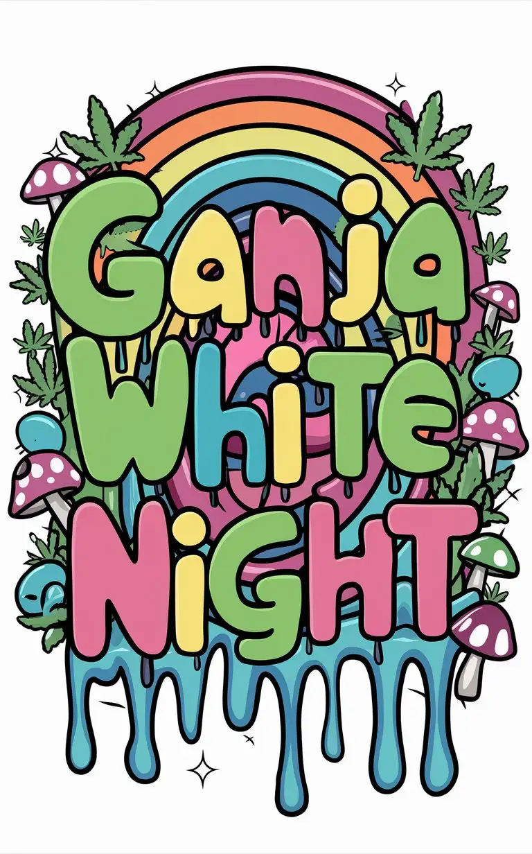 Ganja White Night Concert Announcement with Colorful Slime and Psychedelic Elements