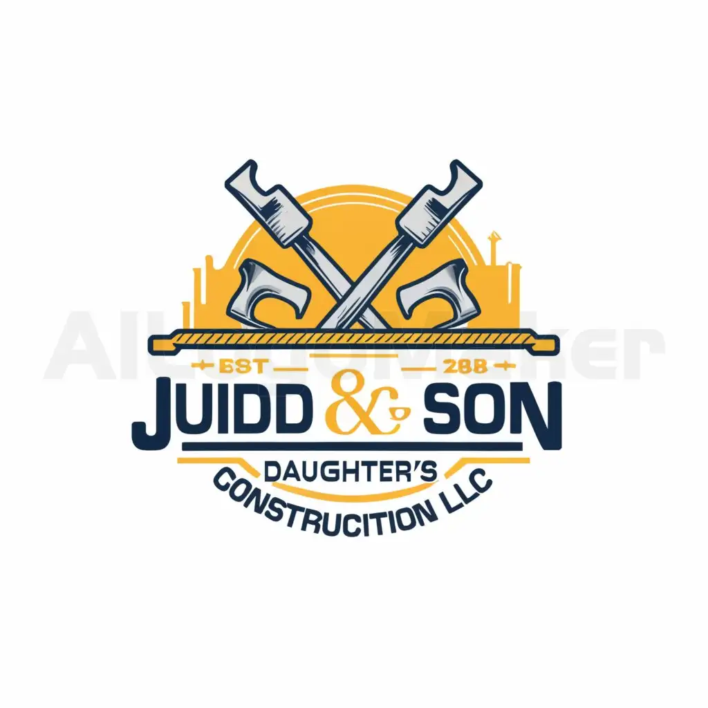 a logo design,with the text "Judd and Son and Daughter's Too Construction LLC", main symbol:Construction tools,Moderate,be used in Construction industry,clear background