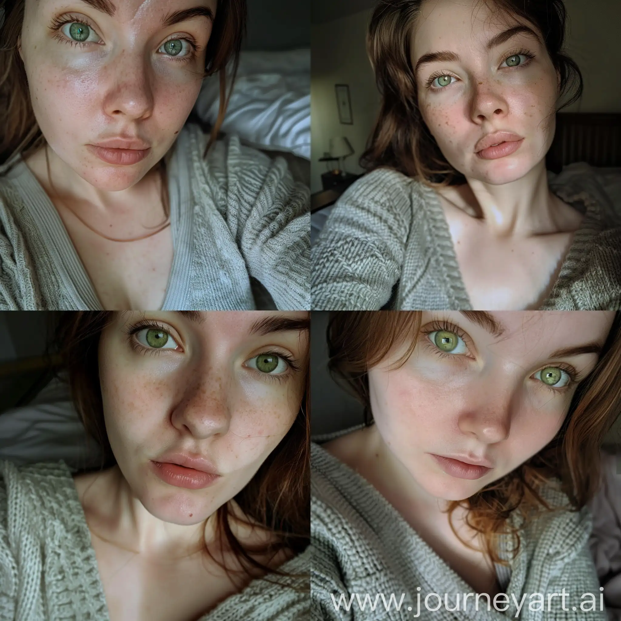 LowQuality-Selfie-Portrait-of-a-Woman-with-Captivating-Green-Eyes