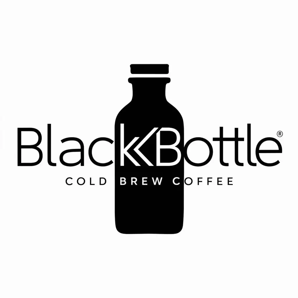 a logo design,with the text "BLACKBOTTLE", main symbol:BLACKBOTTLE word written inside cold brew coffee bottle without light or shadow,complex,be used in Restaurant industry,clear background